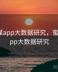 蜜桃传媒app大数据研究，蜜桃传媒app大数据研究